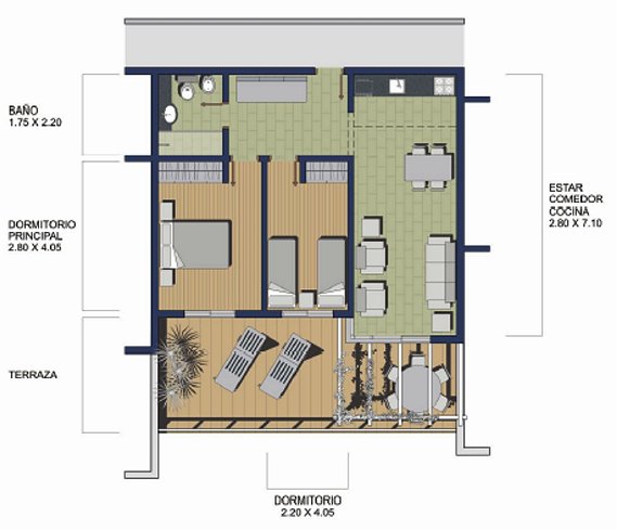 2 DORMITORIOS 1 BA�O